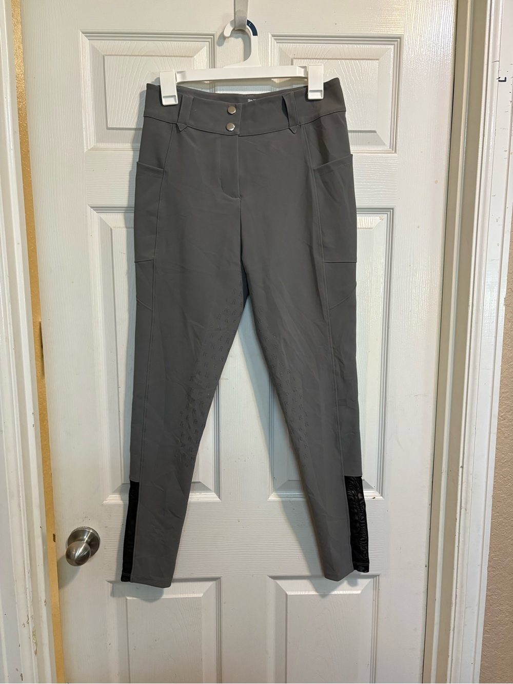 Romfh Gray Riding Breeches with Black Ankle Panels
